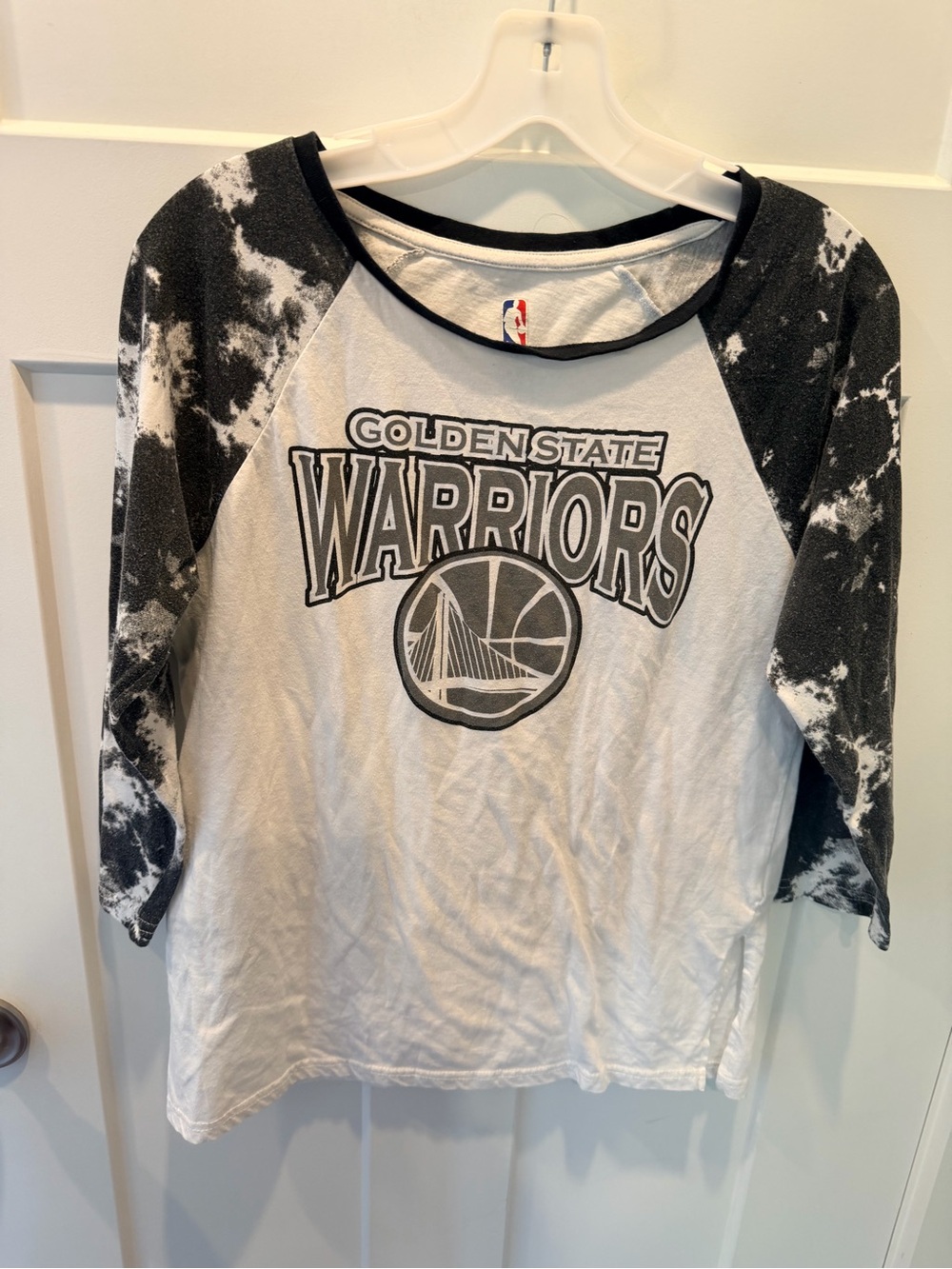 Golden State Warriors NBA Bleach Tie Dye Raglan Graphic Tee Large
